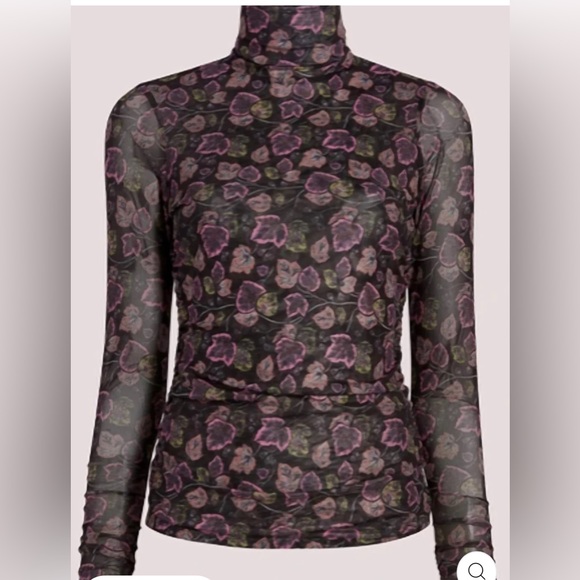 CINQ A SEPT  
Shirred Ivy Turtleneck Top In Black Multi - Picture 3 of 10